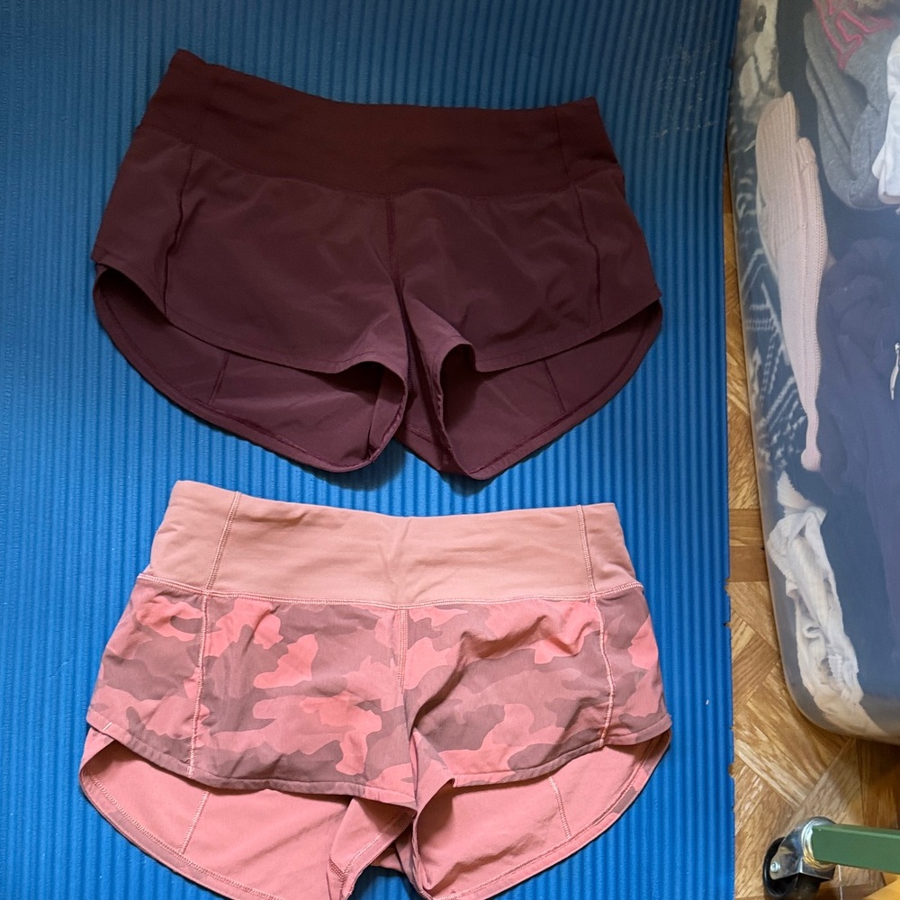 lululemon athletica Women’s Athletic Shorts - Burgundy & Pink Camo